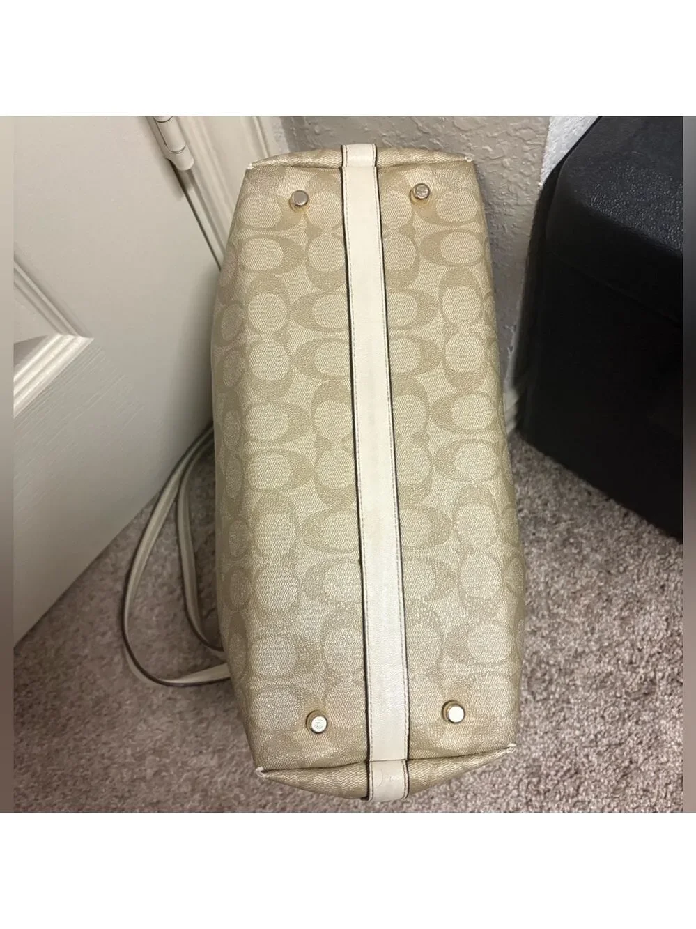 Coach Signature Tyler tote white tan shoulder bag purse 2016 clean authentic GUC